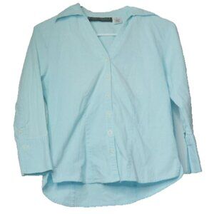 Benard Holtzman Fitted Shirt Size S Blue Check Cotton Button Up Long Sleeve